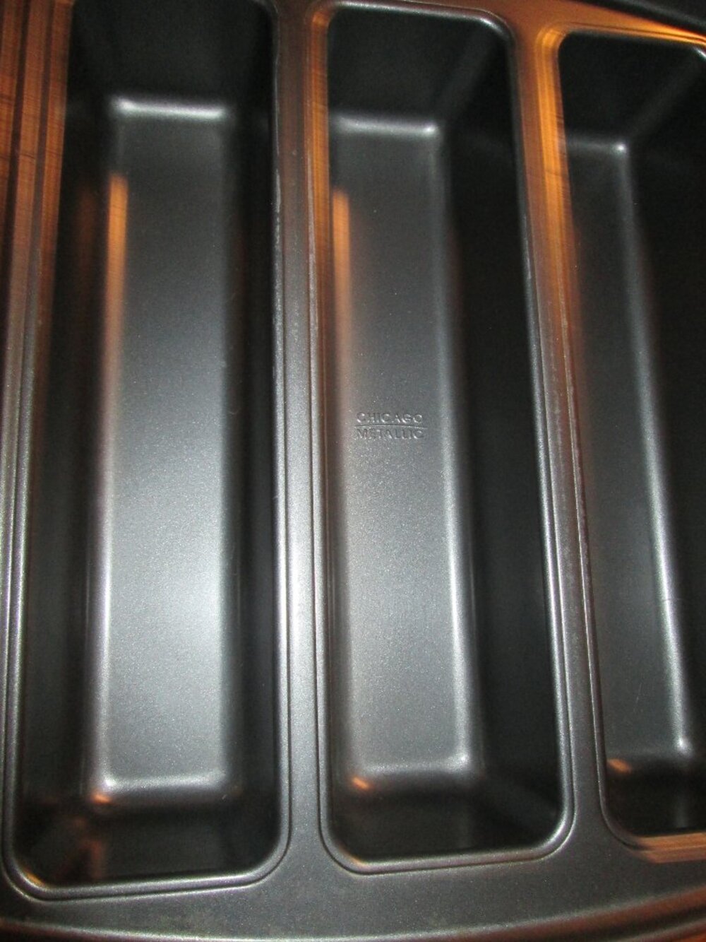 New unused 3 loaf pan chicago metallic carbon steel